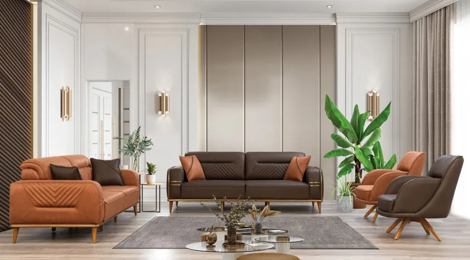 New Elit Wooden Leg Sofa Set