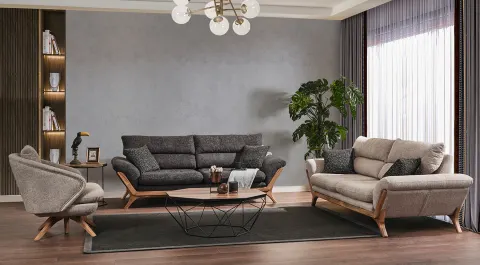 Panama Wooden Leg Sofa Set