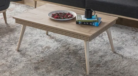 Hazeran Wooden Leg Coffee Table
