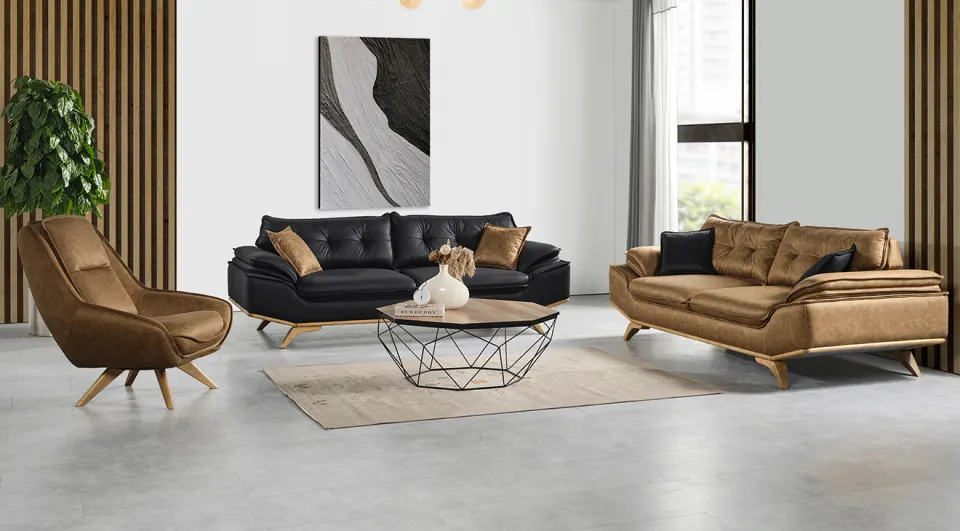 Bella Wooden Leg Sofa Set