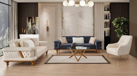 Pearl Bed Wooden Leg Sofa Set