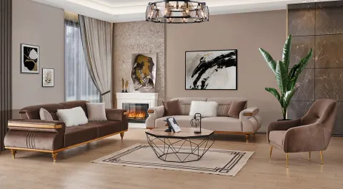 Picasso Bed Wooden Leg Sofa Set