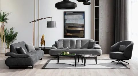 New Maserati Gray Modern Sofa Set