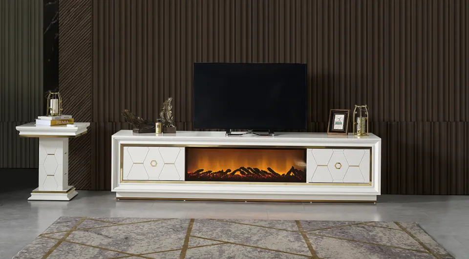 Yusra Premium Moonstone Fireplace Tv Unit