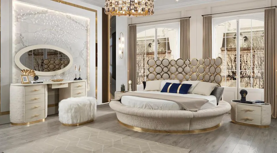 Gold Point Round Double Bedstead Set