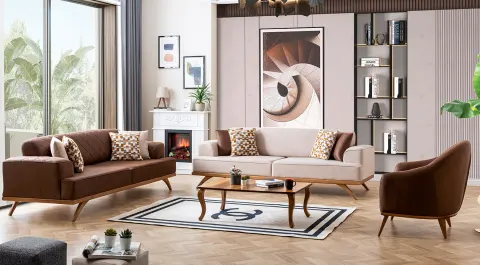Palermo Wooden Legs Sofa Set