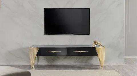 Paris Gold Metal Leg Anthracite Tv Unit