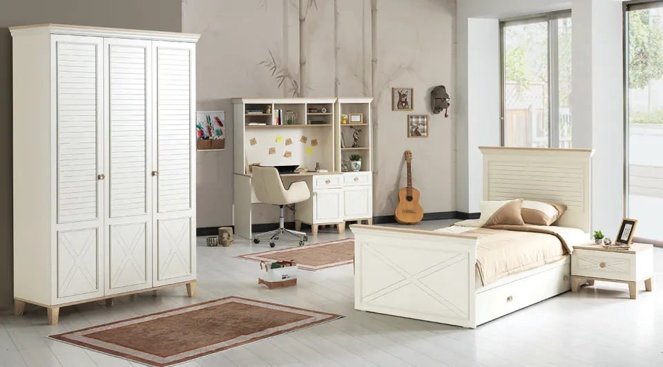Atlas White 3 Doors Young Room Set