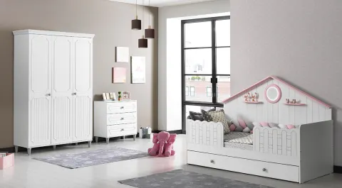 Alvin 3 Door Pink Baby Room Set