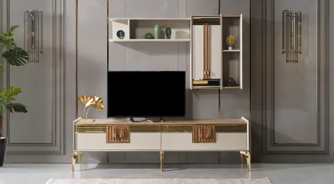New Loft Gold Metal Leg Tv Unit