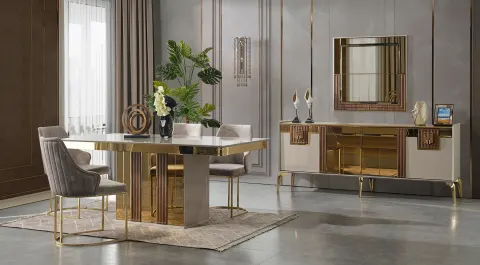 New Loft Gold Metal Leg Dining Room Set
