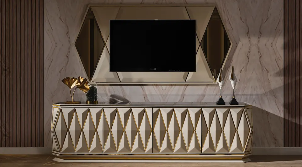 Diamond Cream Luxury Tv Unit