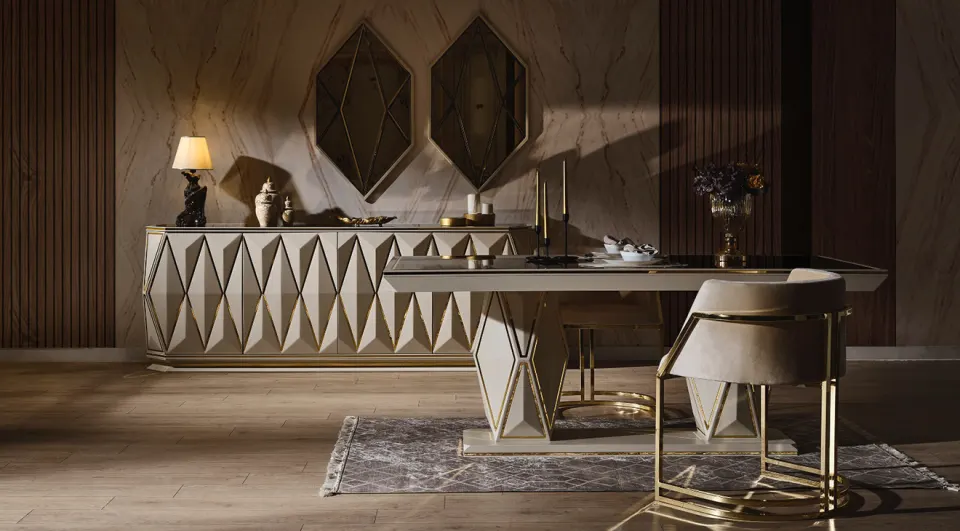 Diamond Cream Luxury Dining Room Set