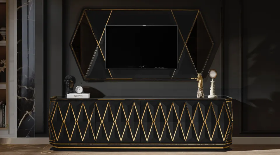Diamond Black Luxury Tv Unit