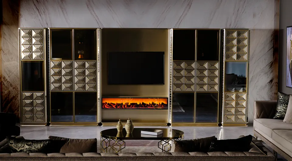 Prada Fireplace Luxury Tv Unit