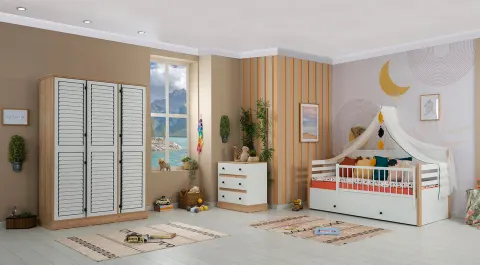 Rustic 3 Door Crib Baby Room Set