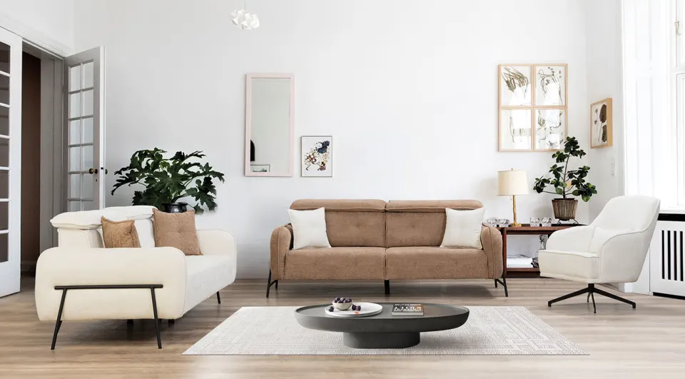 Venedik Metal Legs Sofa Set