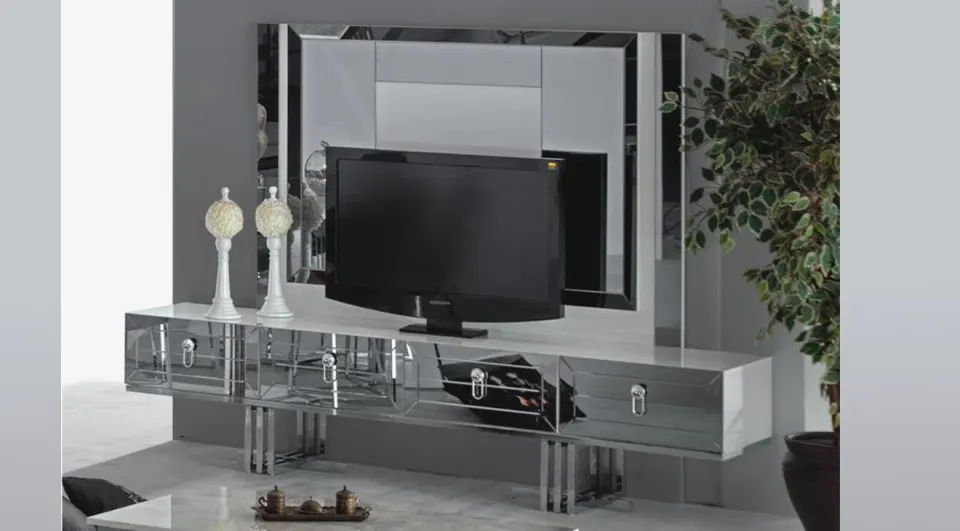 Noir Silver Metal Leg Tv Unit