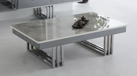 Noir Silver Metal Leg Coffee Table