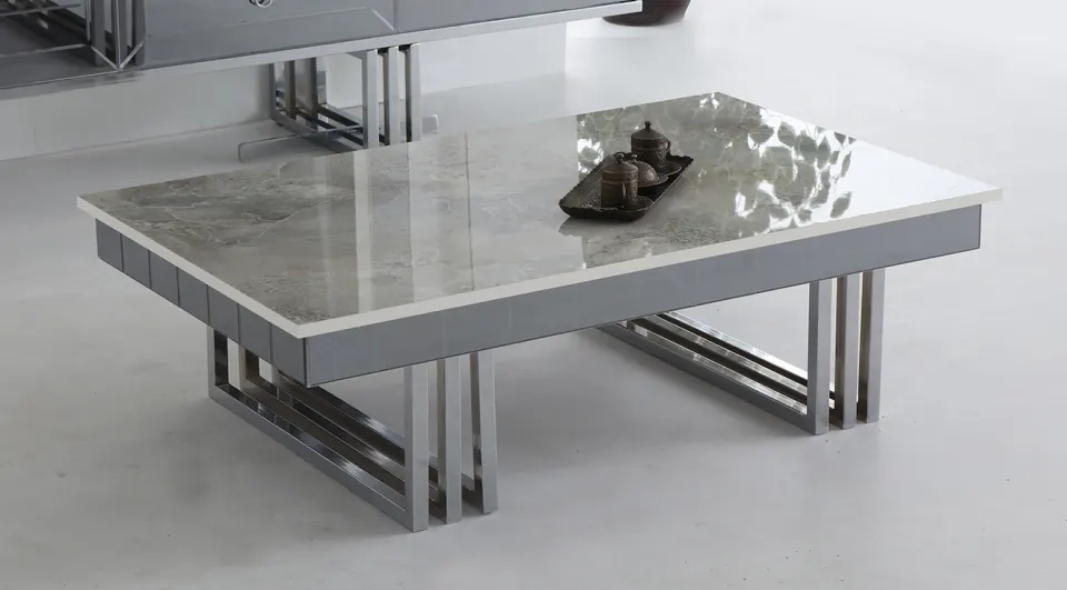 Noir Silver Metal Leg Coffee Table
