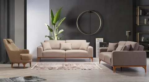 Armoni Shelf Wooden Leg Sofa Set