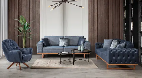 Simo Wooden Leg Sofa Set
