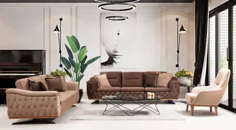 Hera Wooden Leg Sofa Set