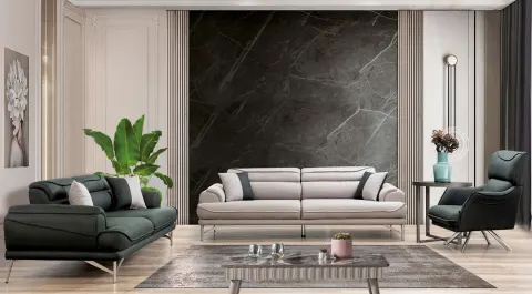 Focus Silver Metal Ayaklı Sofa Set