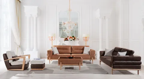 Napoli Wooden Leg Sofa Set