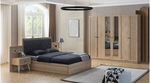 Hazeran Walnut 6 Door Bedroom Set