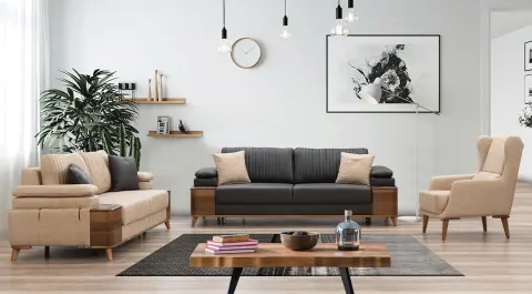 Eva Wooden Leg Sofa Set