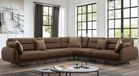 Zarif Black Metal Leg Corner Sofa Set