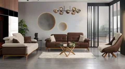 Pandora Wooden Leg Sofa Set
