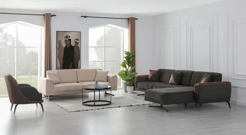Vegas Metal Leg Corner Sofa Set