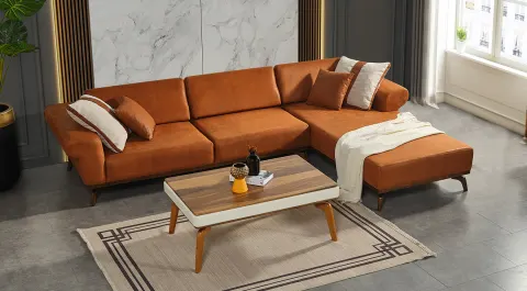 Legno Corner Sofa Set With Wooden Legs