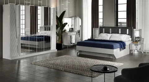 Bostancı Fog Gray 6 Door Bedroom Set