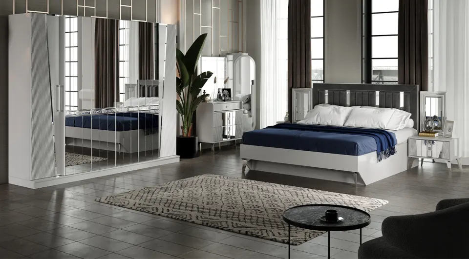 Bostancı Fog Gray 6 Door Bedroom Set