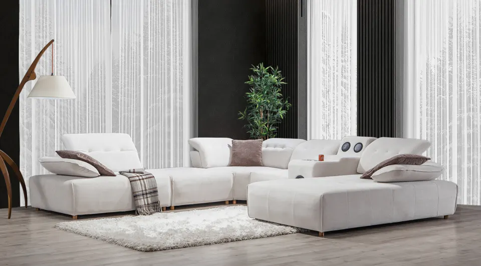 Largo C Corner Sofa Set With Wooden Legs