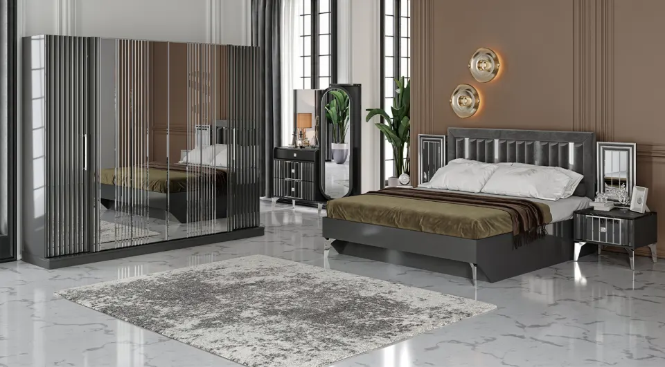 Florya Anthracite Bedroom Set