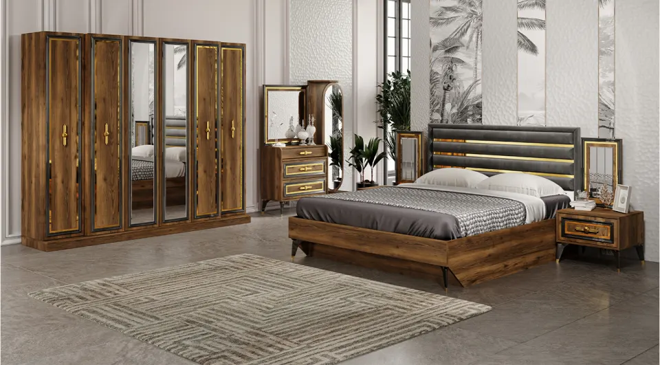 Kadikoy Walnut 6 Door Bedroom Set