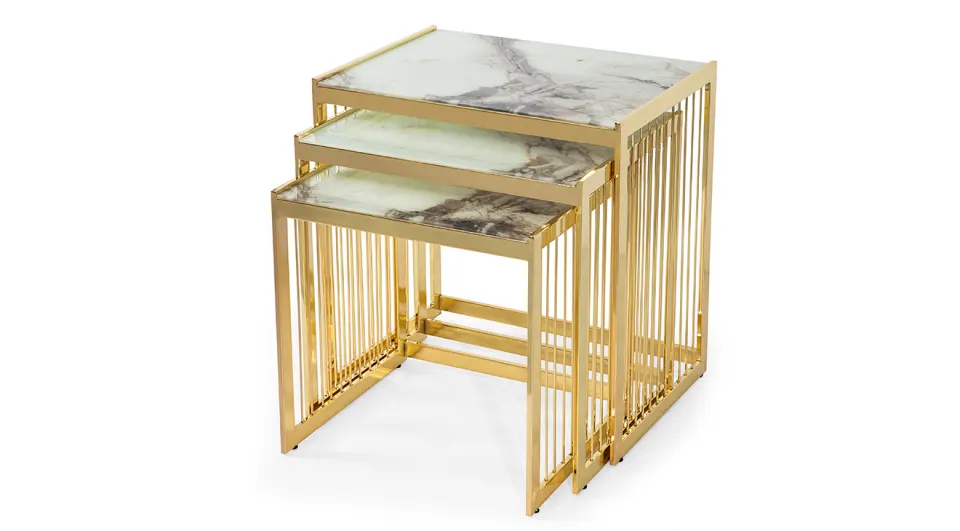 Milas Gold Metal Leg Nesting Table
