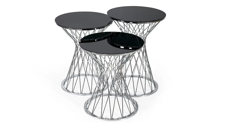 Sanda Black Marble Pattern Nesting Table