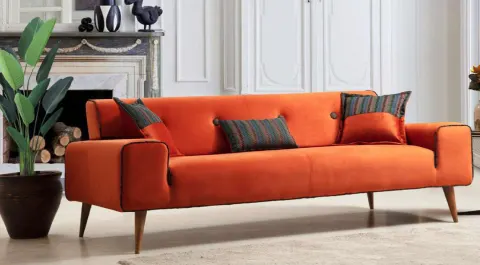 Retro Wooden Leg Sofa Set