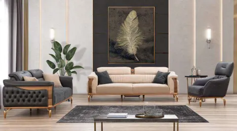 Sofia Wooden Leg Sofa Set