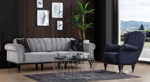 Stil Wooden Leg Sofa Set