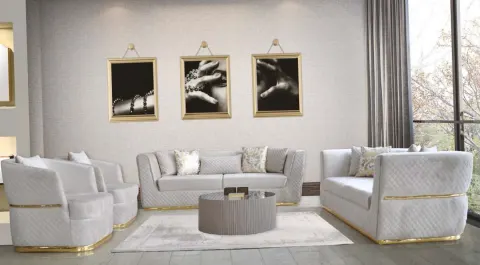 Versace Gold Metal Leg Sofa Set