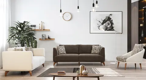 Ruzgar Wooden Legs Modern Sofa Set