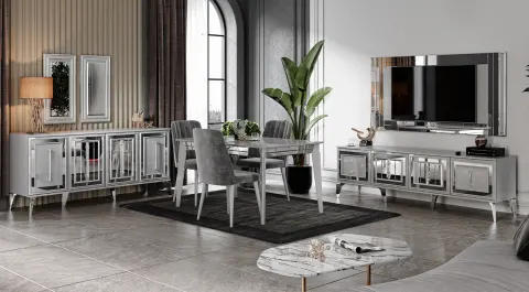 Uskudar Fog Gray Dining Room Set