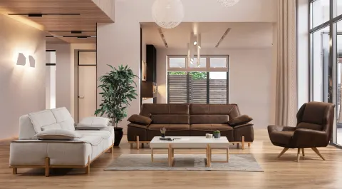 Puma Wooden Leg Sofa Set
