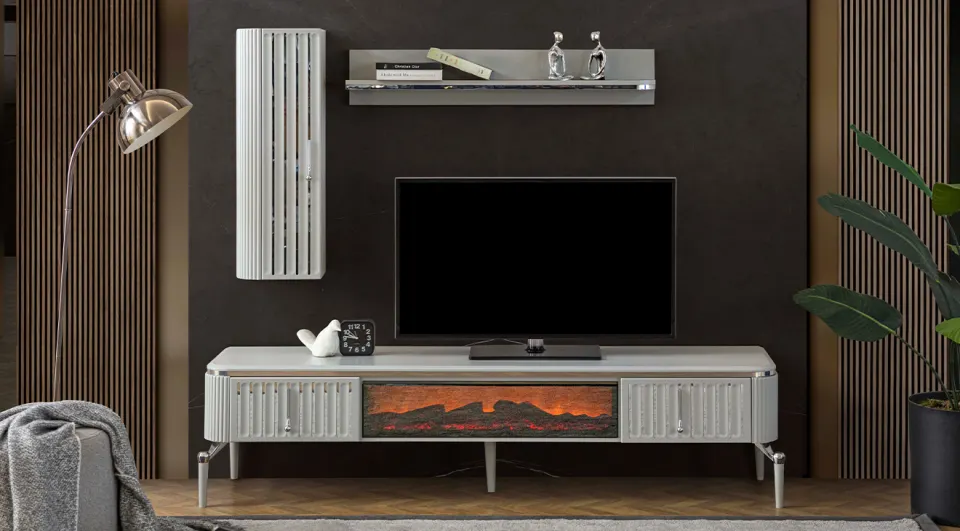 Bianca Fog Inlet Fireplace Tv Unit